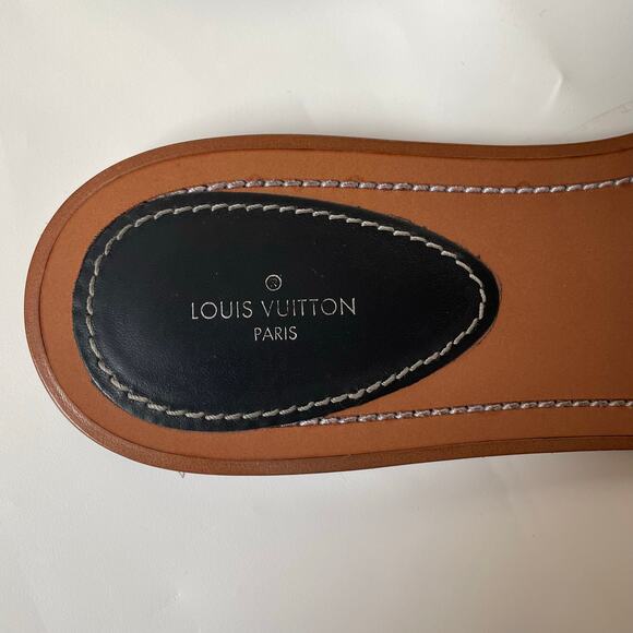 Louis Vuitton Calfskin Lock It Flat Mule Slide Sandal 41 Black GUC - Picture 11 of 14